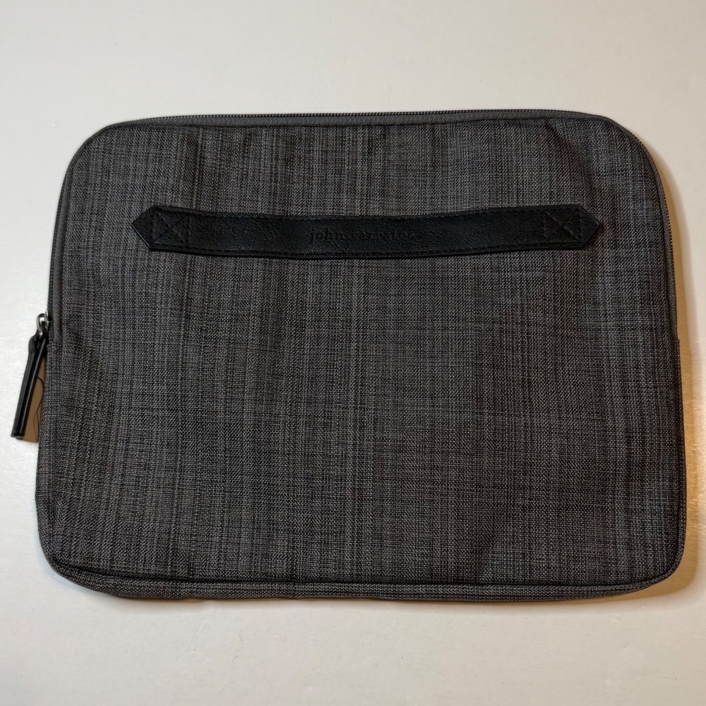 John Varvatos Grey Heathered Laptop Sleeve Case Zip Closure Mens Professional